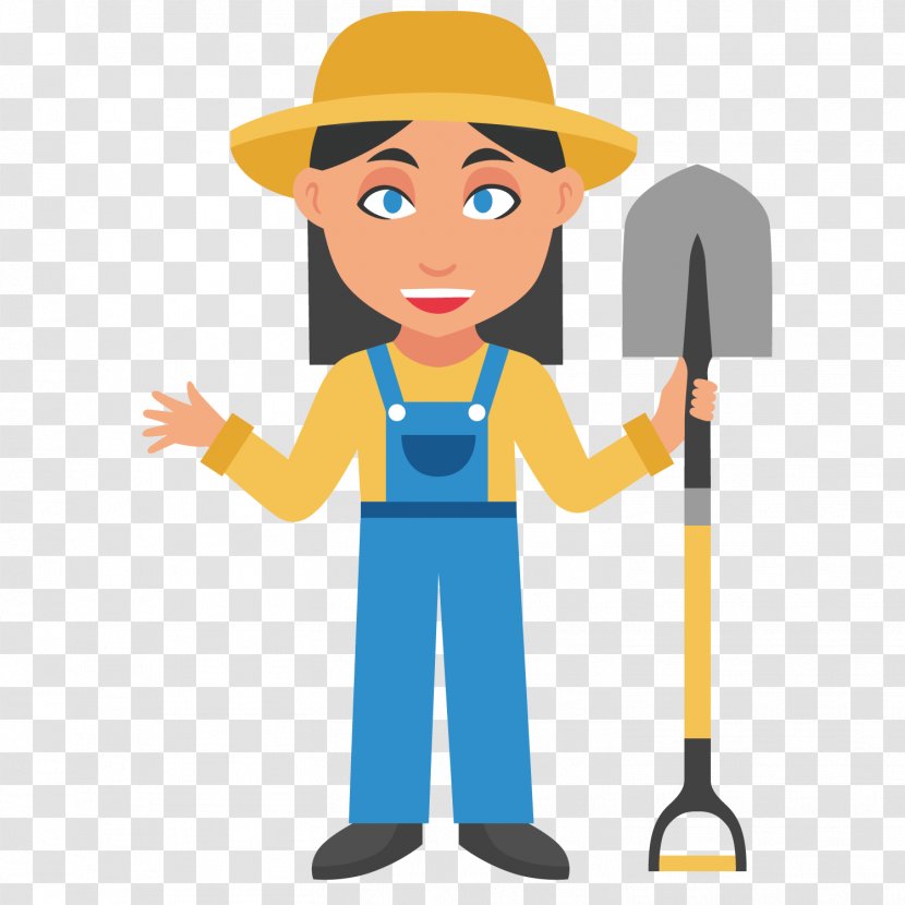 Farmer Cartoon Illustration - Take The Shovel Of Peasants Transparent PNG