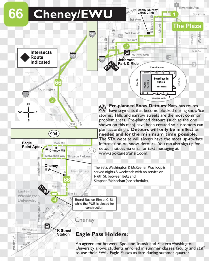 Eastern Washington University Spokane Transit Authority Map Eagle Point Diagram - Cheney - The Independent City Ceuta Day Transparent PNG