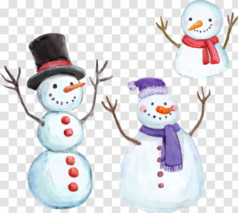 Snowman Watercolor Painting Christmas - Painted Transparent PNG