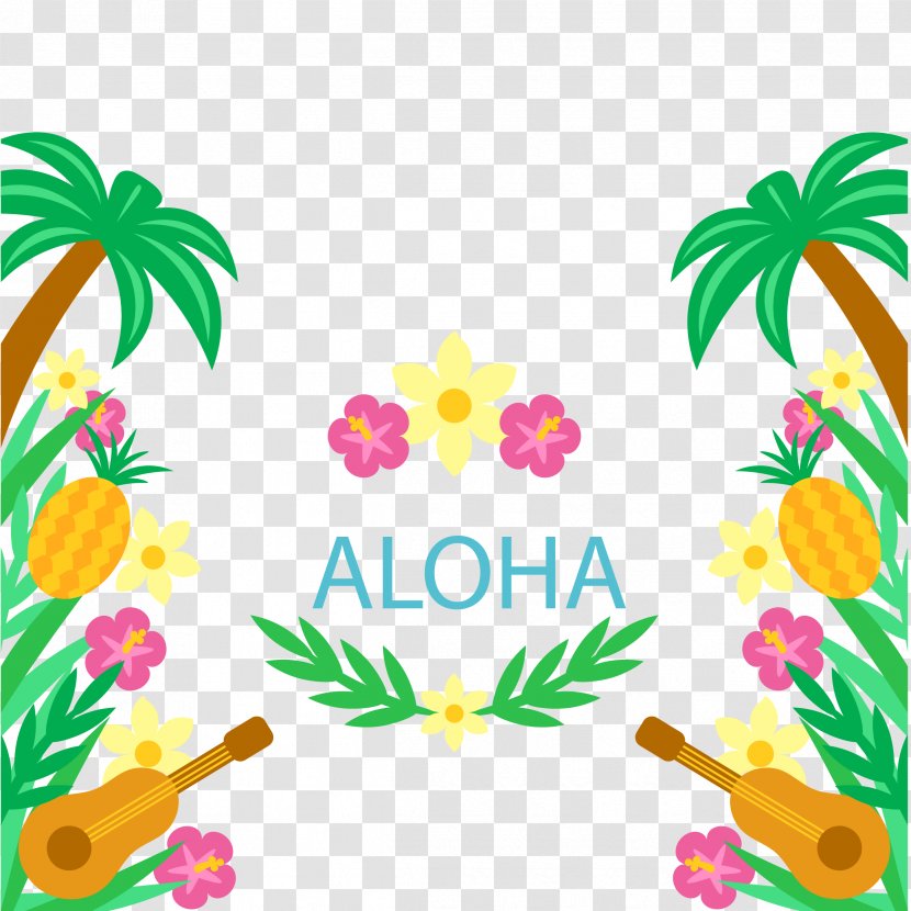 Hawaiian Tahiti Ukulele Luau - Flora - And Floral Background Transparent PNG