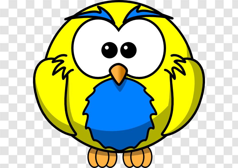 Owl Bird Cartoon Clip Art - Yellow And Blue Transparent PNG