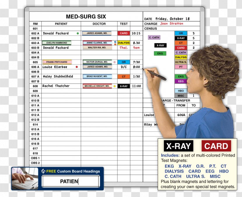 Dry-Erase Boards Hospital Patient Schedule Magnatag Transparent PNG