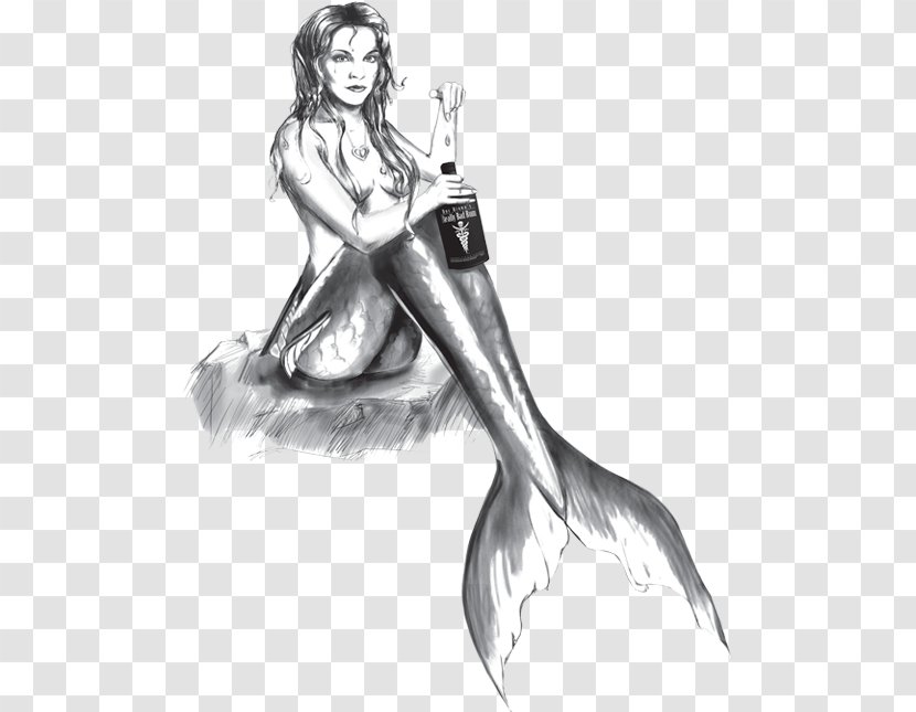 Drawing Mermaid Rum Drink Legendary Creature - Flower Transparent PNG