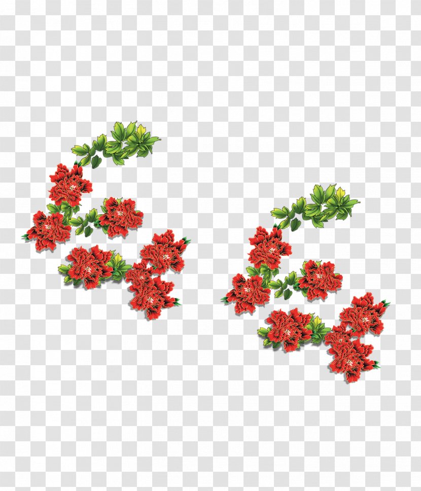 Red Floral Design Clip Art - Flora - Peony Transparent PNG