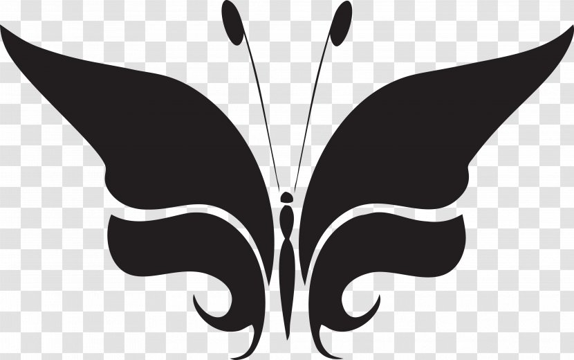 Monarch Butterfly Insect Silhouette Clip Art - Black And White - Queen Transparent PNG