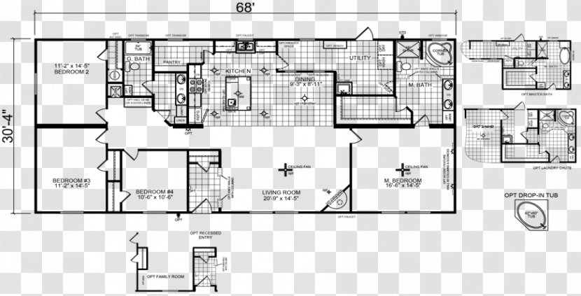 Floor Plan Mobile Home House Car - Technical Drawing - Bed Transparent PNG