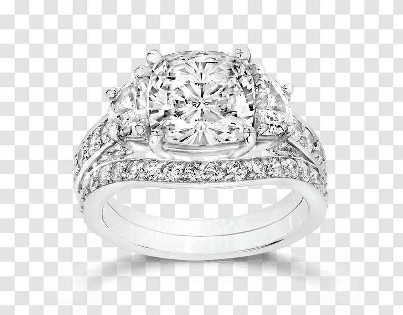 Wedding Ring Engagement Princess Cut Diamond - Emerald - Half Moon Necklace 14K Transparent PNG