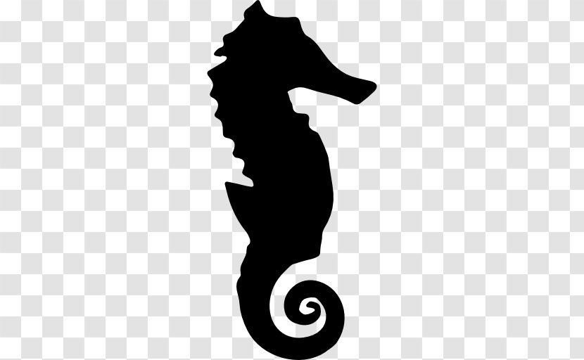 Seahorse Silhouette Clip Art - Black And White - Flag Pull Element Transparent PNG