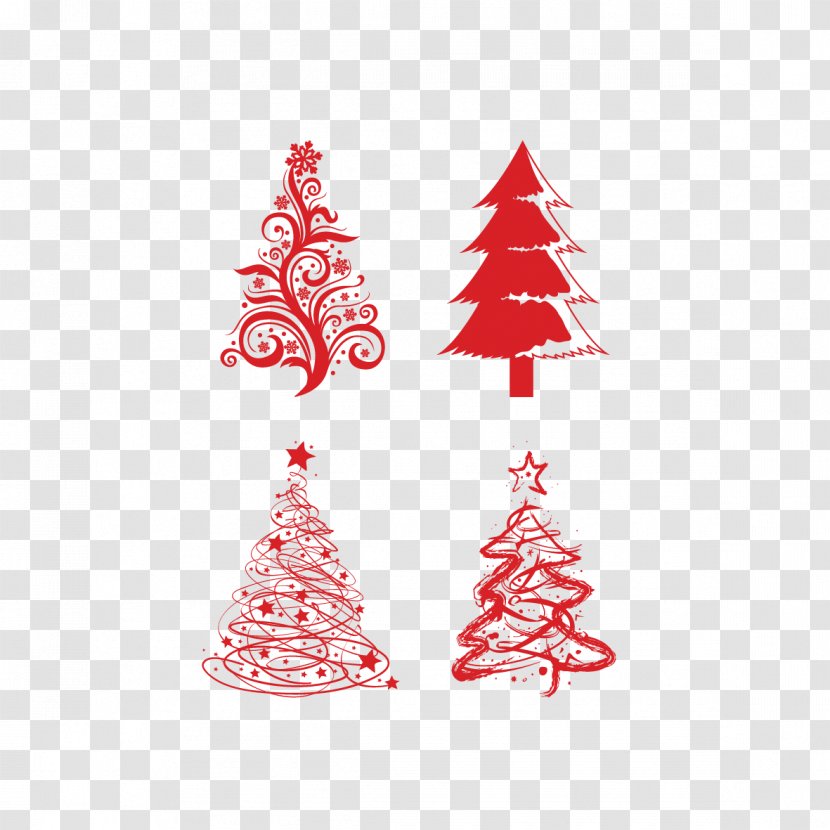 Red Christmas Tree Painted Image - Holiday Transparent PNG