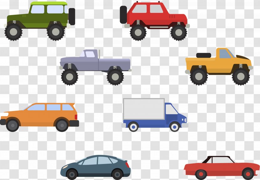 Sports Car MINI Cooper Pickup Truck - Transport - Color Cartoon Transparent PNG
