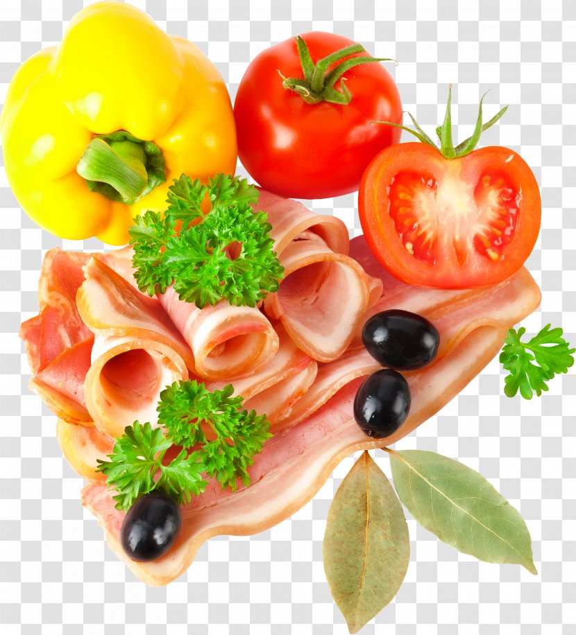 Hors D'oeuvre Smoked Salmon Canapé Vegetarian Cuisine Prosciutto - Meat - Bacon Transparent PNG