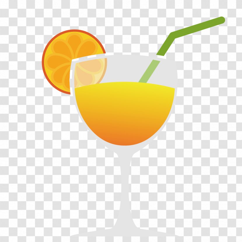Orange Juice Harvey Wallbanger Cocktail Sea Breeze - Nonalcoholic Drink - Yellow Goblet Vector Icon Transparent PNG