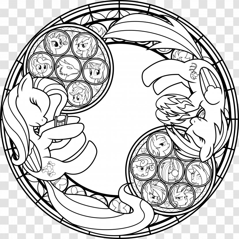 Line Art Stained Glass Drawing - My Little Pony Friendship Is Magic - Color Halo Staining Transparent PNG
