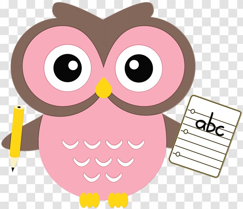 Owl Pink Cartoon Bird Of Prey - Coloring Book - Magenta Transparent PNG