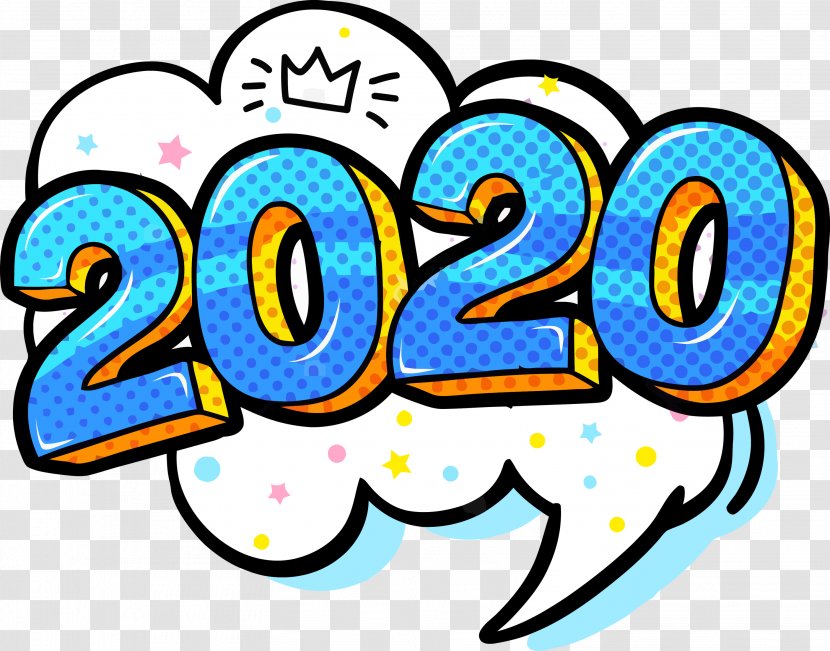 Happy New Year 2020 Years - Line Art Sticker Transparent PNG
