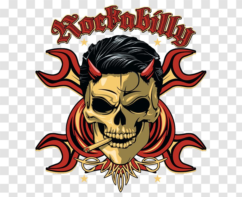 Rockabilly Skull Retro Style - Art Transparent PNG