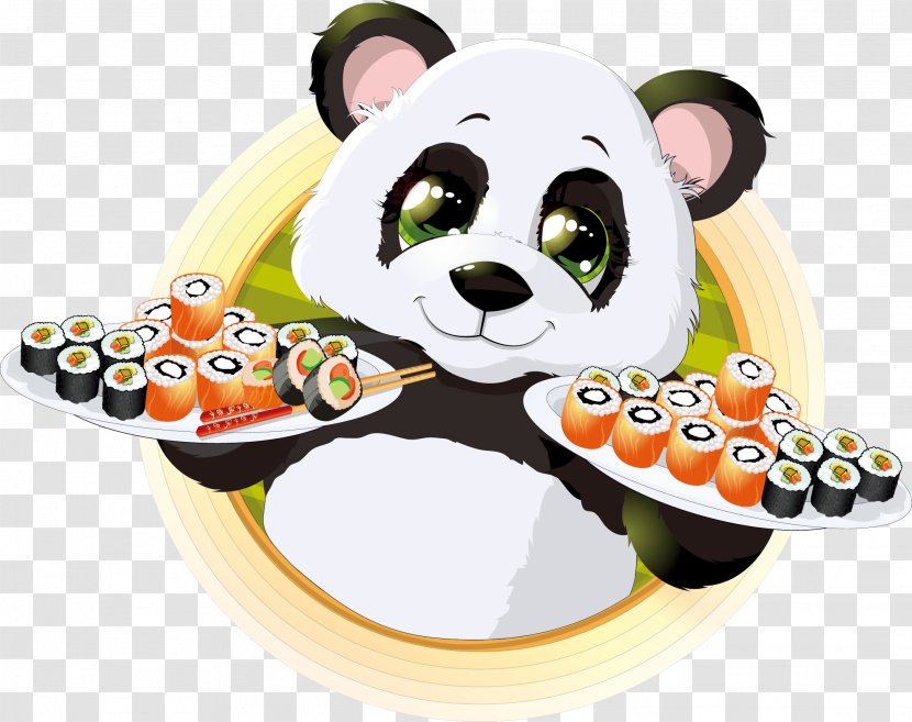 Giant Panda Sushi Japanese Cuisine Illustration - Cute Cartoon Transparent PNG