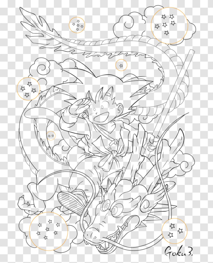 Shenron Goku Line Art Drawing Dragon Ball - Monochrome Photography - Pinguins Transparent PNG