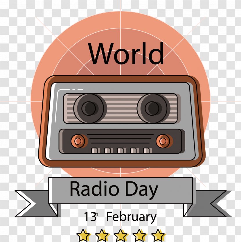Flat Design - Text - World Radio Day Map Transparent PNG