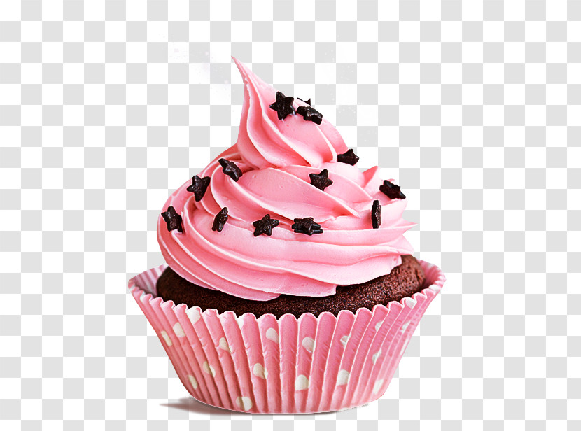 Cupcake Food Buttercream Icing Pink Transparent PNG