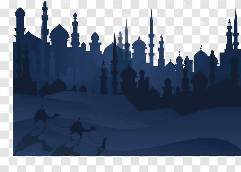 One Thousand And Nights Illustration - Skyline - Vector Dark Blue Winter Cold Transparent PNG