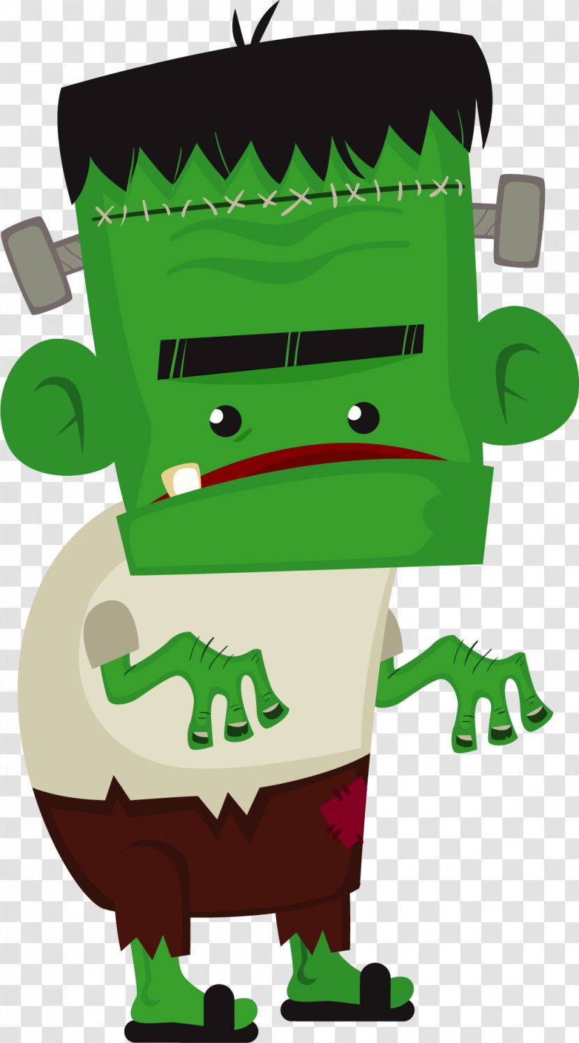 Green Monster Clip Art - Vector Painted Transparent PNG