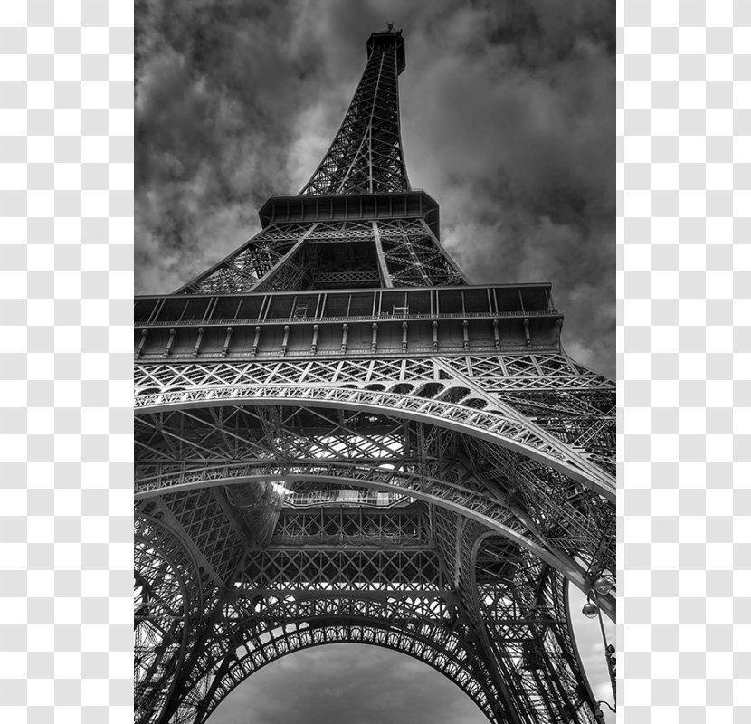 Eiffel Tower Statue Of Liberty Design Canvas - Monochrome Photography Transparent PNG
