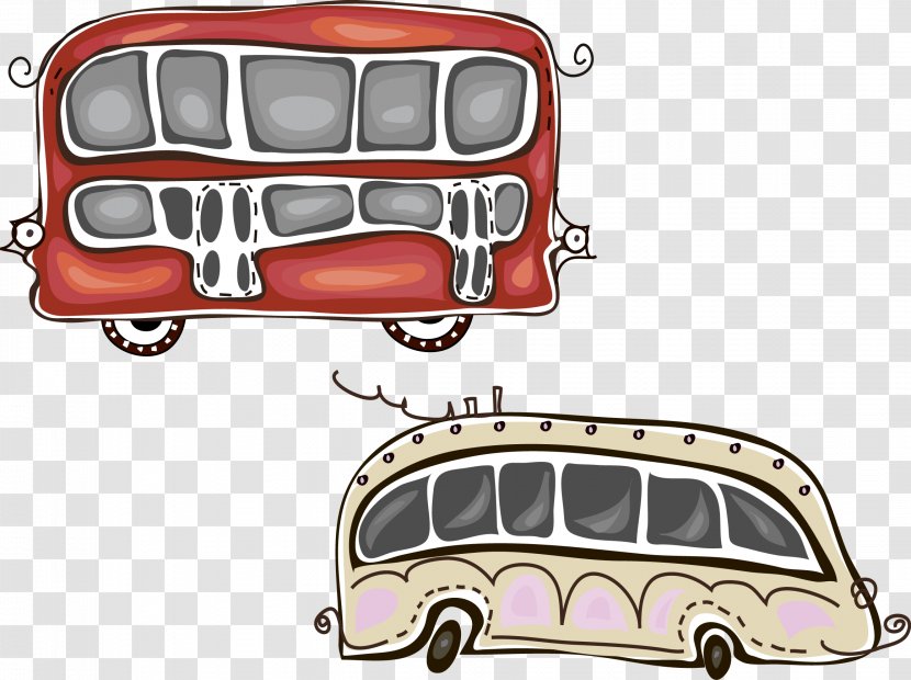 Double-decker Bus Public Transport Tour Service - Cartoon - Vector Transparent PNG