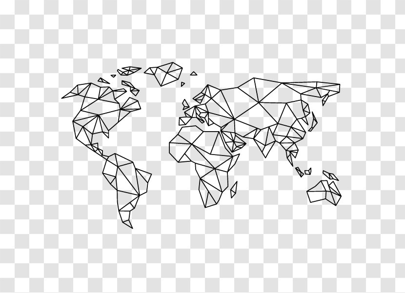 World Map Sticker Wall Decal - Line Art Transparent PNG