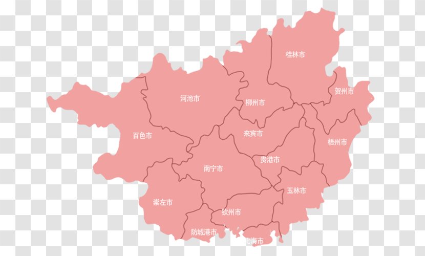 Yangshuo County Liucheng Wuming District Liuzhou South Central China - Guangxi Province Pink Map Transparent PNG