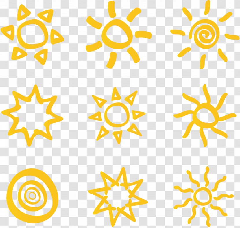 Euclidean Vector Download Icon - Clip Art - 9 Hand Painted Yellow Sun Material Transparent PNG