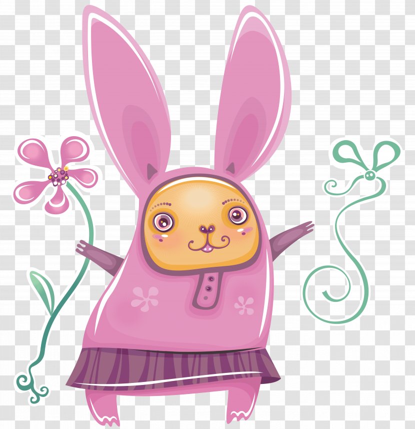 Domestic Rabbit Vector Graphics Hare Illustration - Pink Transparent PNG