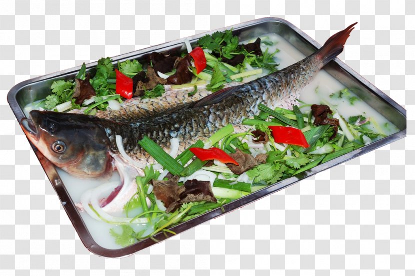 Steaming Grass Carp Fish - Platter - Delicious Transparent PNG