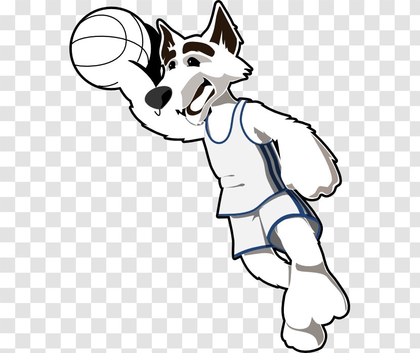 Gray Wolf Basketball Backboard Black And White Clip Art - Fictional Character - Clipart Transparent PNG