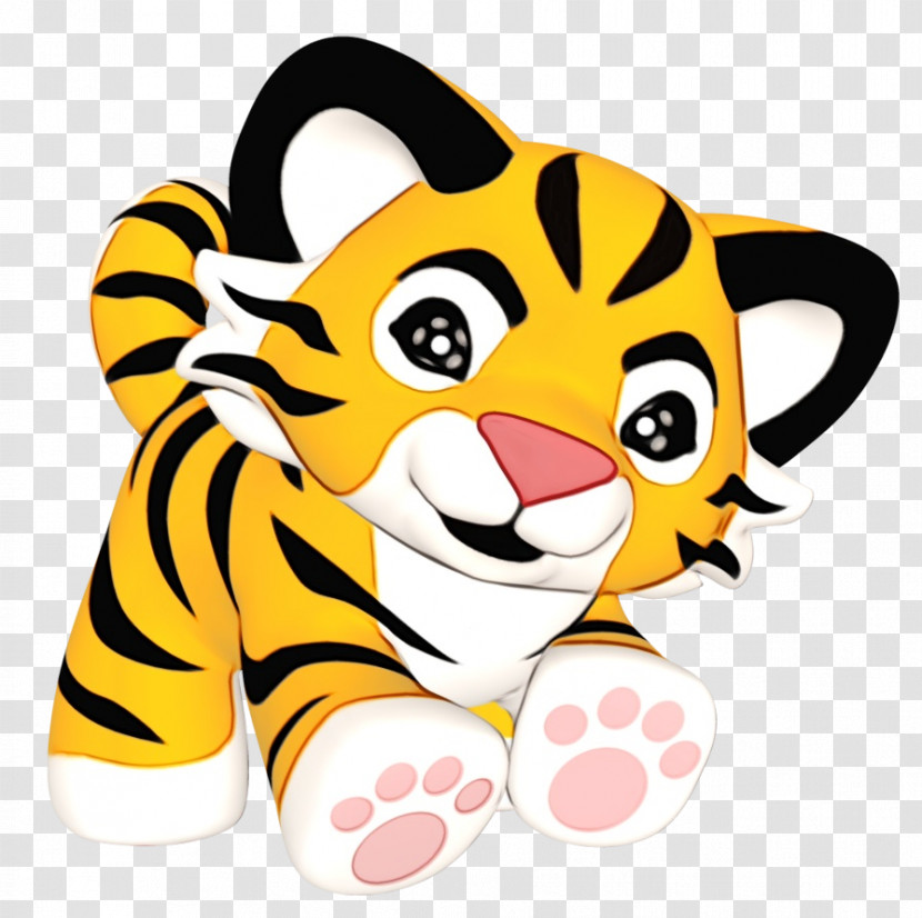 Tiger Cartoon Yellow Wildlife Animal Figure Transparent PNG
