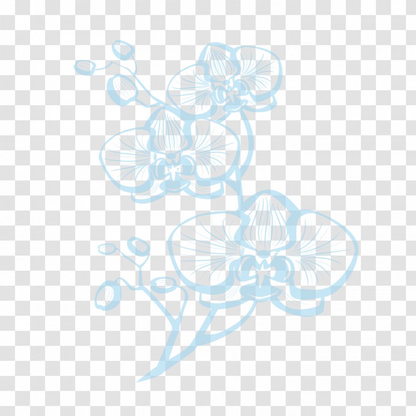Butterfly Drawing Visual Arts Pattern - Hand Painted Blue Orchid Vector Transparent PNG