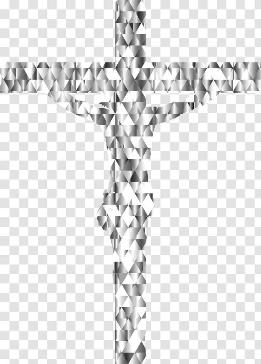 Crucifix Cross Diamond Gemstone Facet - Black And White - Triangle Transparent PNG