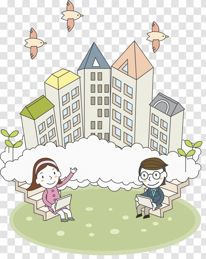 Learning Illustration - Silhouette - Children By Tall Buildings Transparent PNG