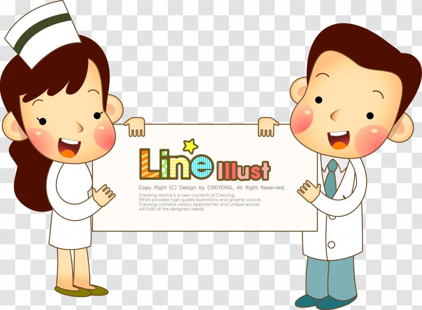 Nurse Physician Cartoon Patient - Flower - Doctors And Nurses Took Panels Transparent PNG