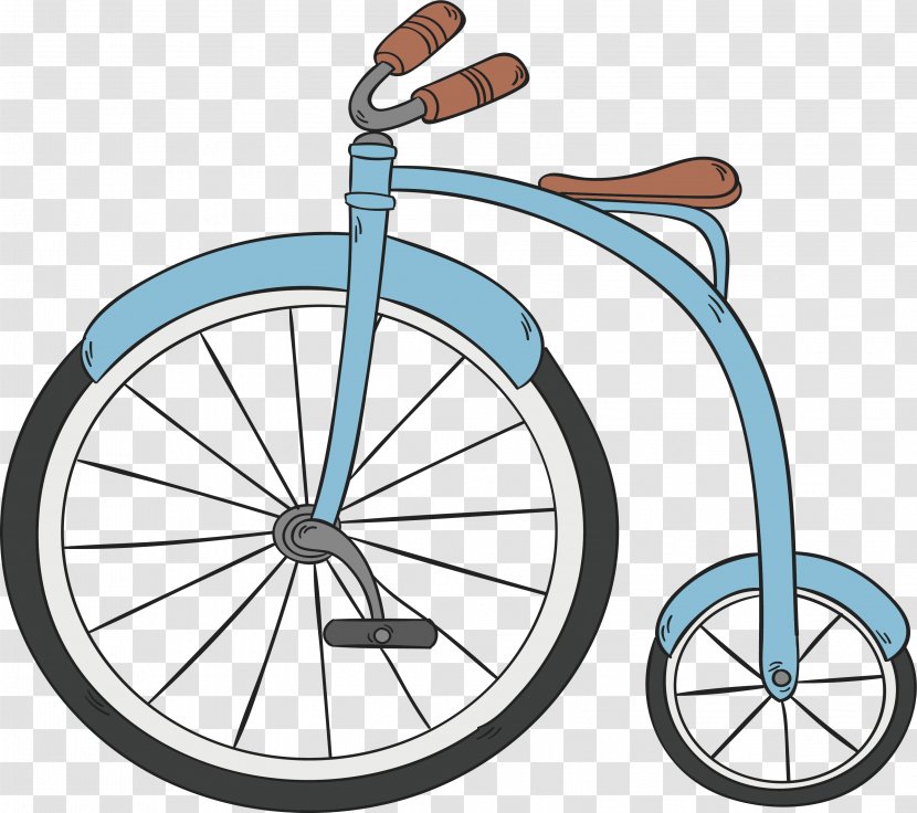 Bicycle Wheel Frame Tire Saddle - Bmx Bike - Blue Hand Painted Retro Transparent PNG