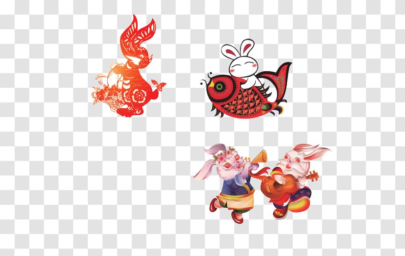 Chinese New Year Rabbit Zodiac Greeting Card Papercutting - Dragon - Happy Bunny Transparent PNG