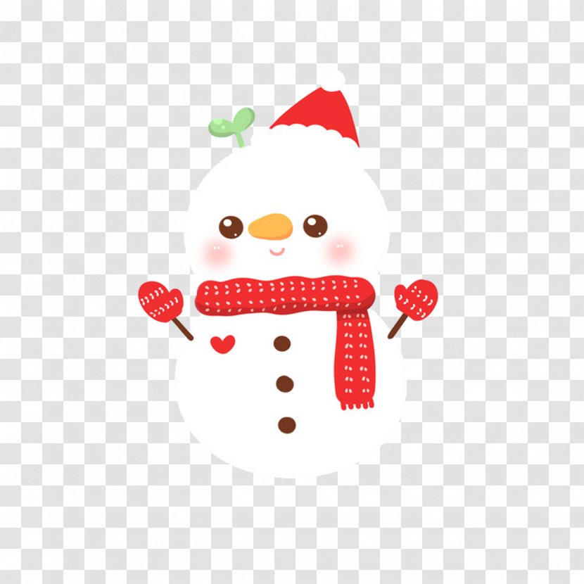 Christmas Snowman - Cartoon - Wearing Scarf Transparent PNG
