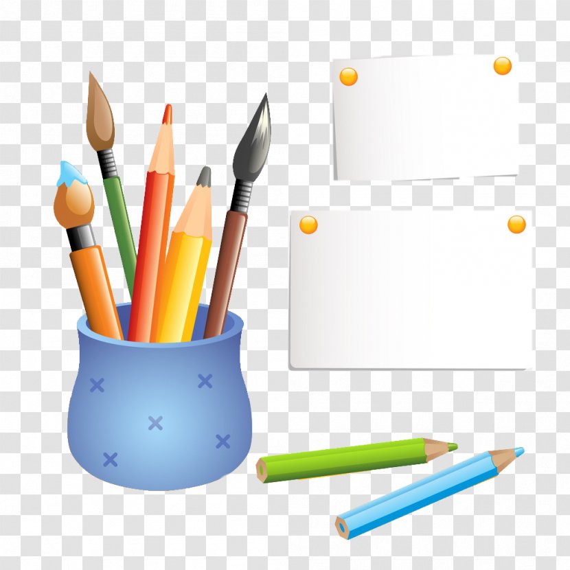Paper Colored Pencil Drawing - A Pen Holder Transparent PNG
