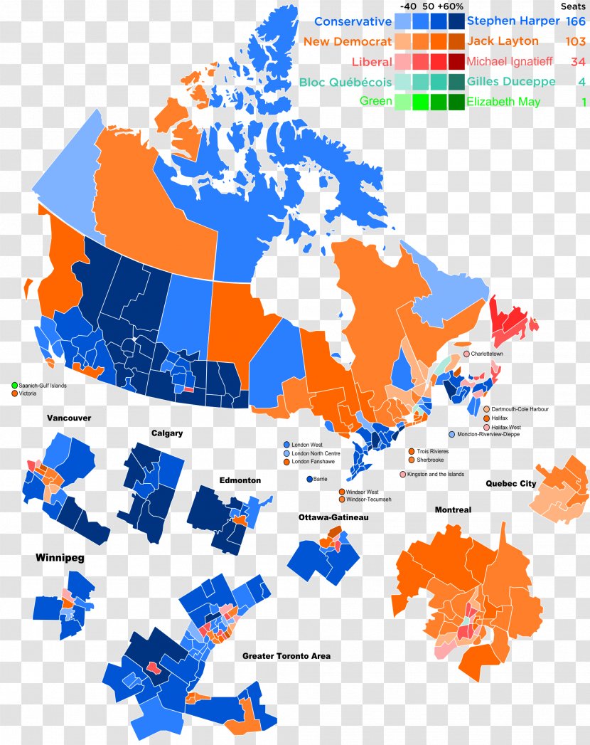 Canadian Federal Election, 2011 Results Of The 2015 Canada - Map Transparent PNG