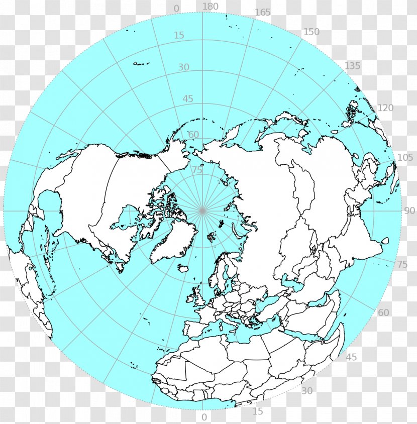 Northern Hemisphere Southern Earth North Pole - Azimuthal Equidistant Projection Transparent PNG