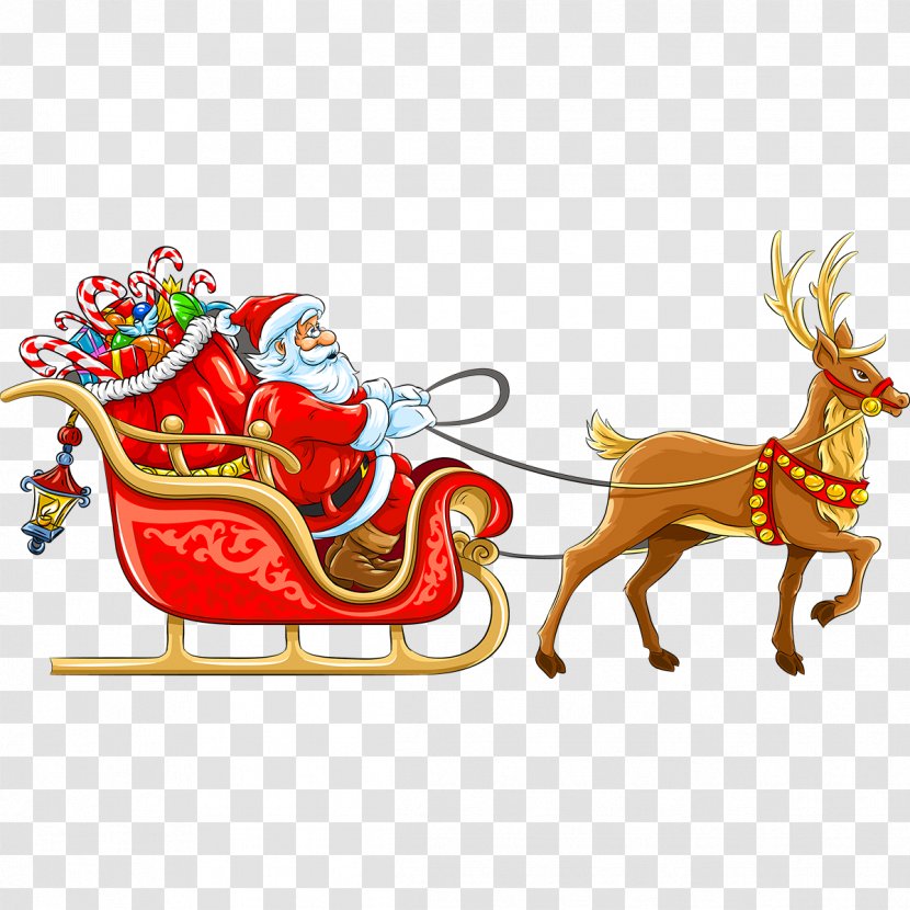 Santa Claus Christmas Decoration Sled - Gift - Sleigh Transparent PNG