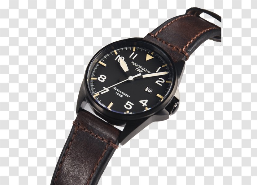 Watch Strap Leather Fliegeruhr - Metalcoated Crystal Transparent PNG