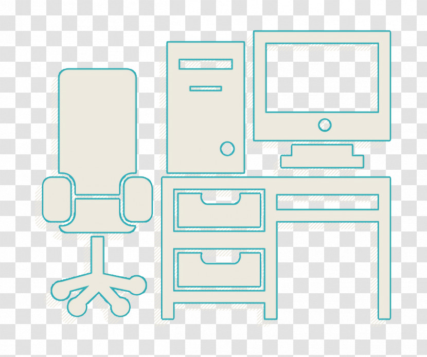 Studio Desk With Table Chair Computer Tower And Monitor Icon Desk Icon House Things Icon Transparent PNG