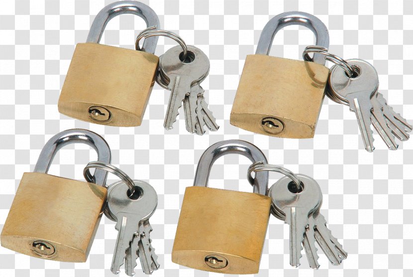 Brass Padlock Key Combination Lock - Hardware - Image Transparent PNG