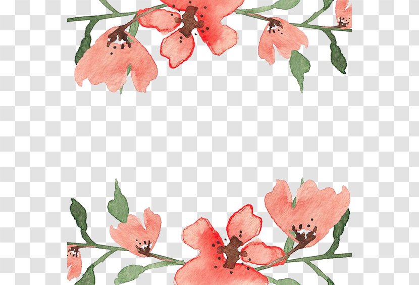 Wedding Invitation Watercolor Painting Illustration - Color - Flowers Border Transparent PNG